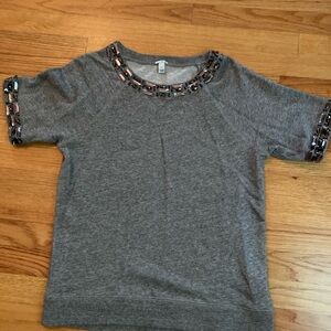 J. Crew Gray Hoodie with Embellished Details